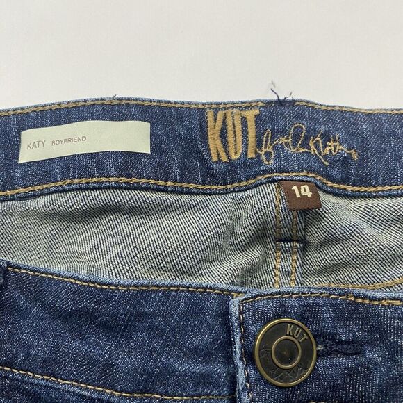 Kut From The Kloth Katy Boyfriend Denim Blue Jeans Dark Wash Stretch Size 14 - Picture 5 of 10
